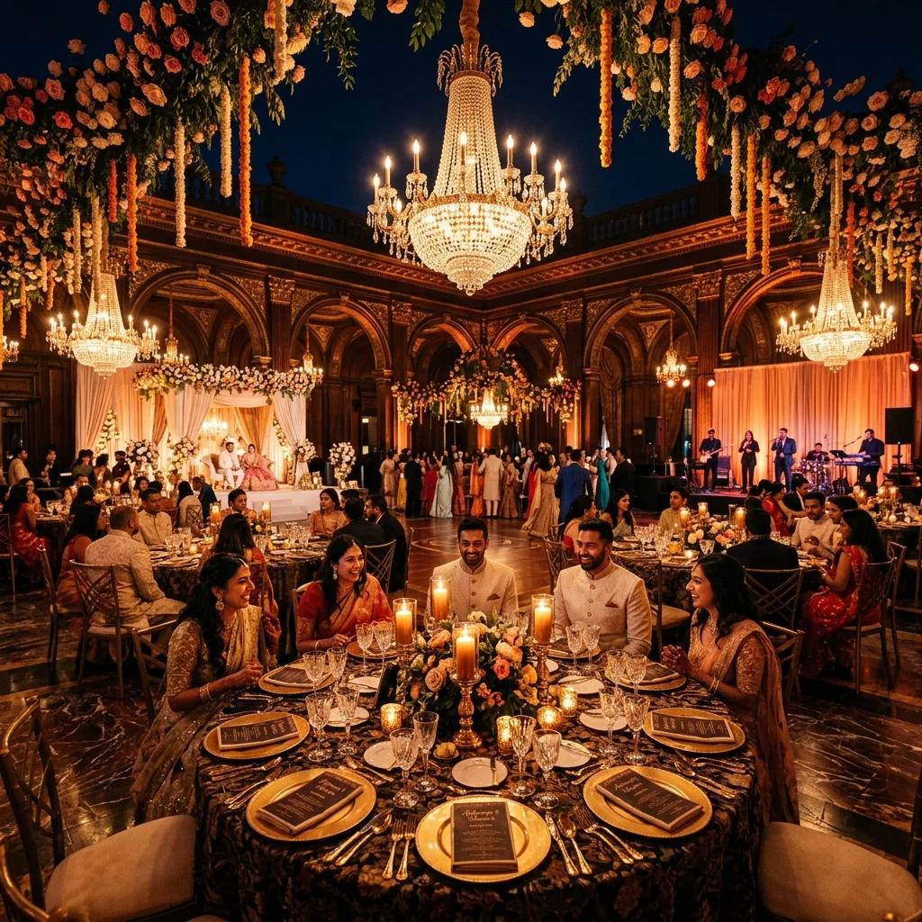 Premium wedding reception and luxury dinner layout in Pune